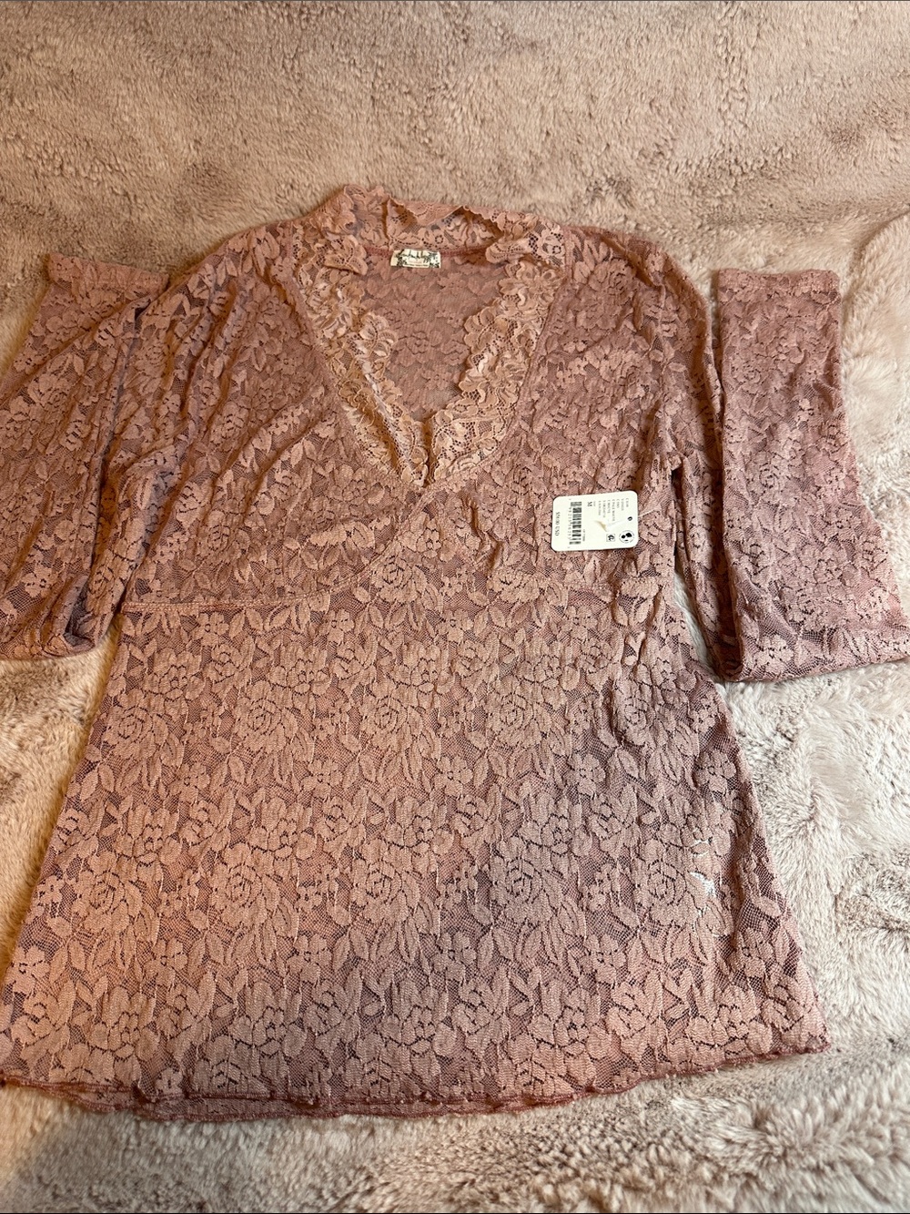 Lace V-Neck Chemise Top in Dusty Mauve